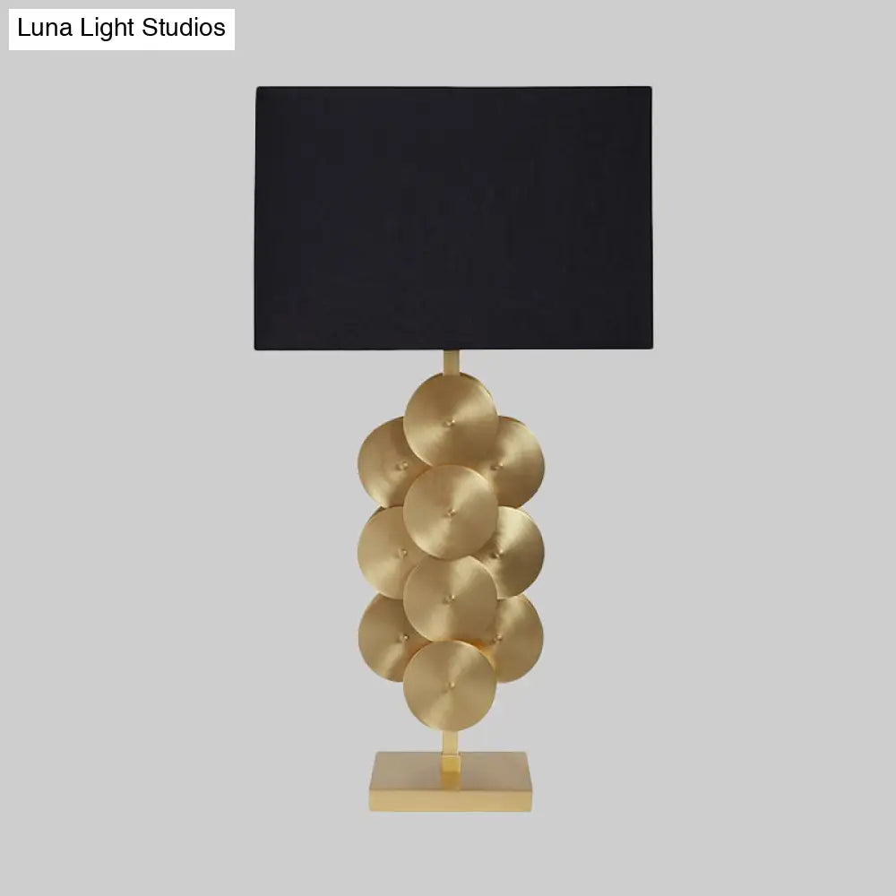 Contemporary Black Fabric Nightstand Lamp with Reading Light