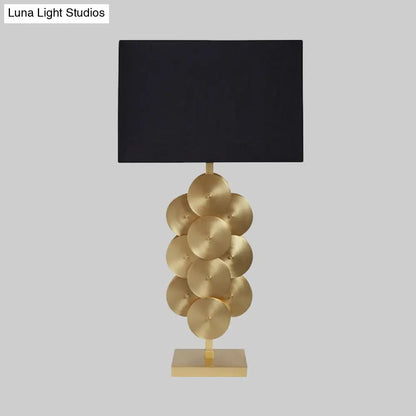 Contemporary Black Fabric Nightstand Lamp with Reading Light