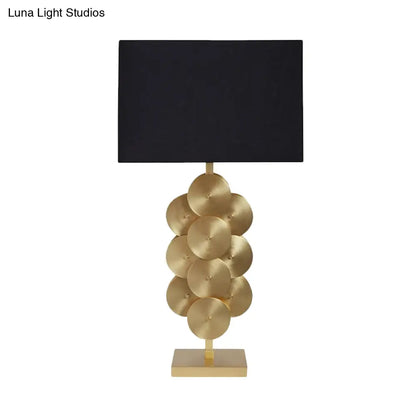Contemporary Black Fabric Nightstand Lamp with Reading Light