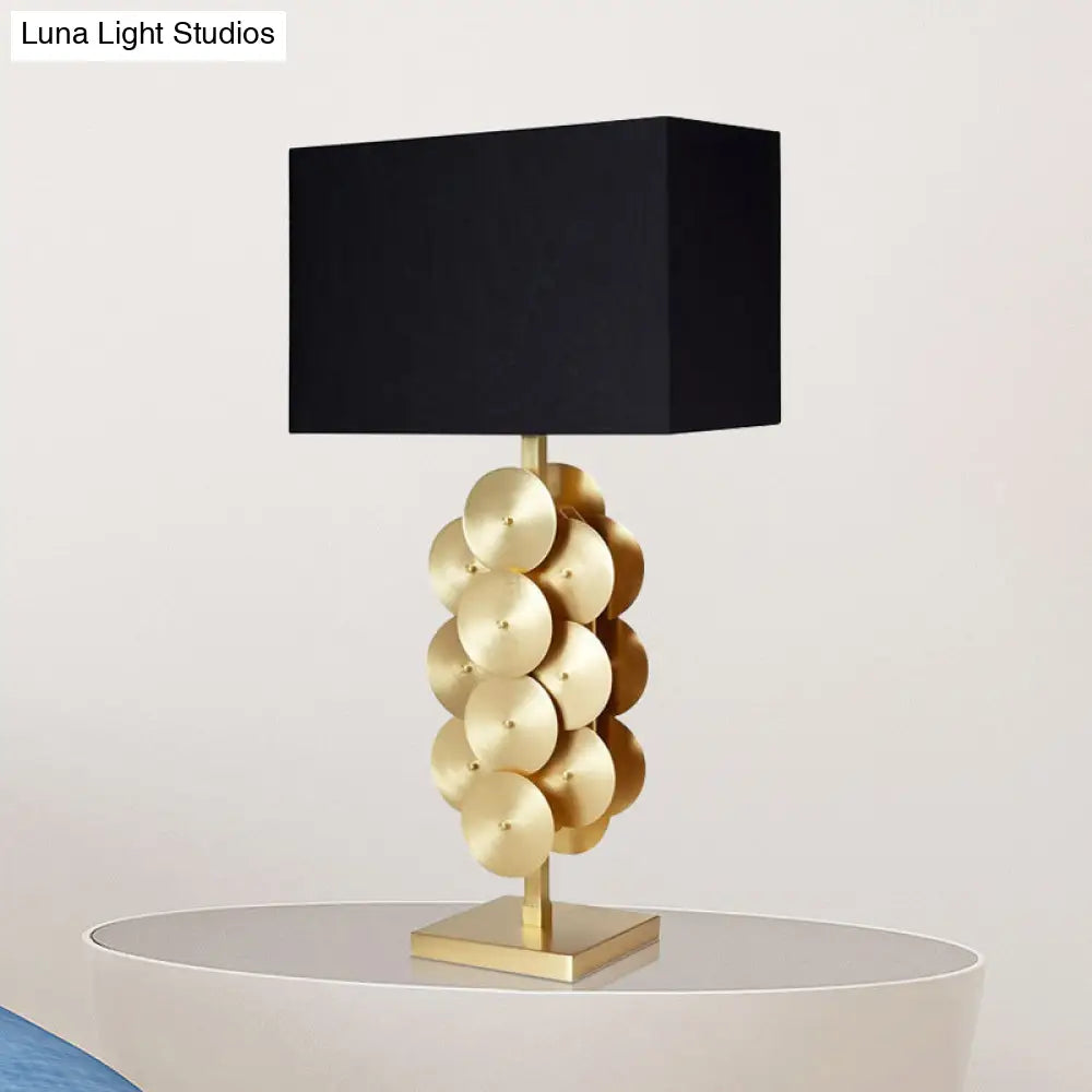 Contemporary Black Fabric Nightstand Lamp with Reading Light