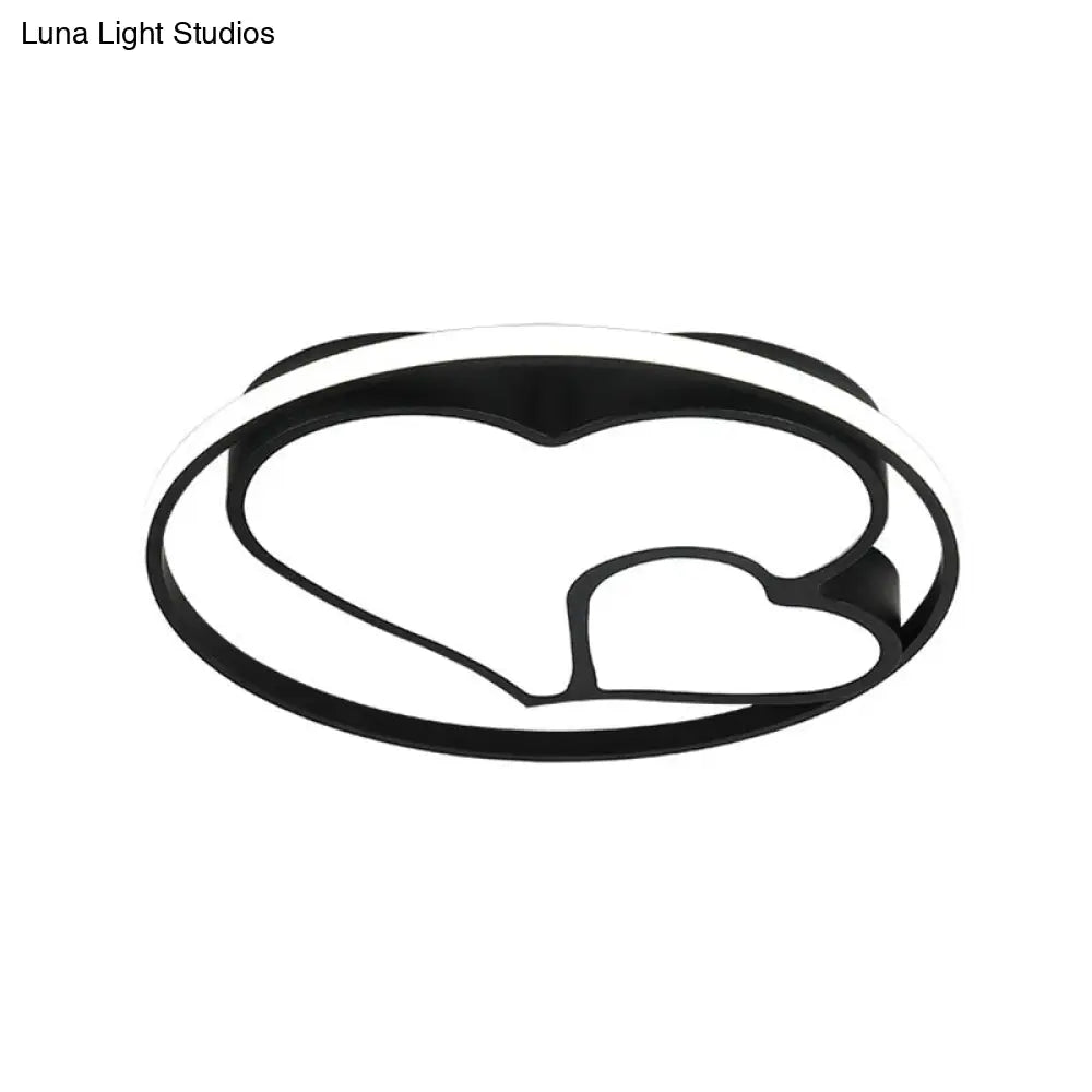 DecorBites™ DecorBites™ Contemporary Black Flush Mount LED Ceiling Light for Bedroom - Heart Flush Light Fixture