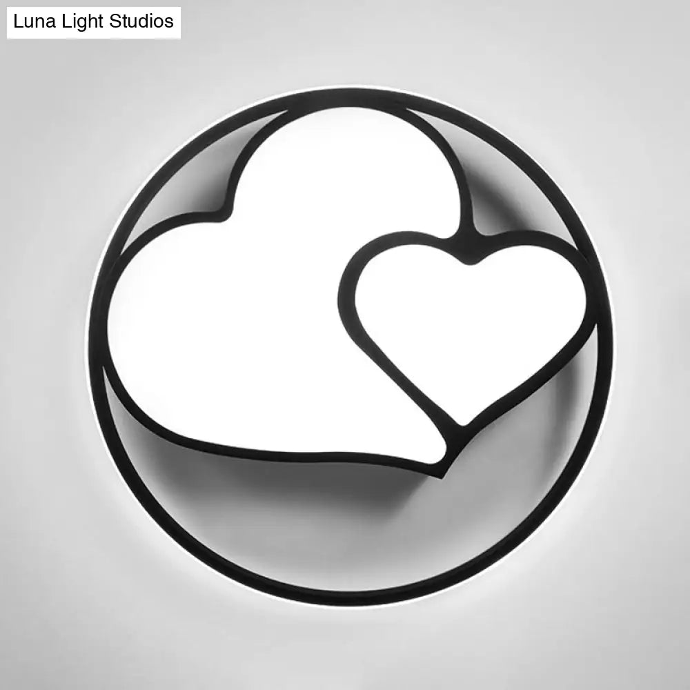 DecorBites™ DecorBites™ Contemporary Black Flush Mount LED Ceiling Light for Bedroom - Heart Flush Light Fixture