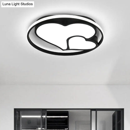 DecorBites™ DecorBites™ Contemporary Black Flush Mount LED Ceiling Light for Bedroom - Heart Flush Light Fixture