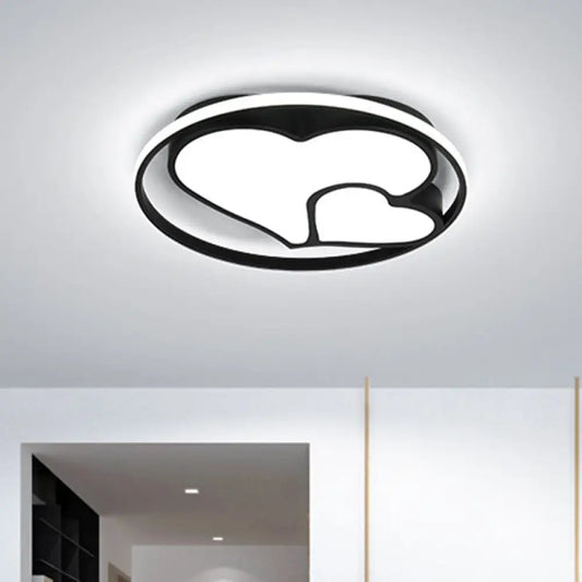 DecorBites™ DecorBites™ Contemporary Black Flush Mount LED Ceiling Light for Bedroom - Heart Flush Light Fixture