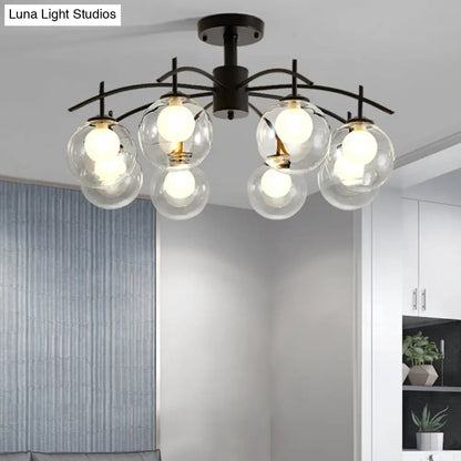 Lámpara de techo semiempotrada DecorBites™ contemporánea con bola de cristal negro - 3/5/6 luces para salón