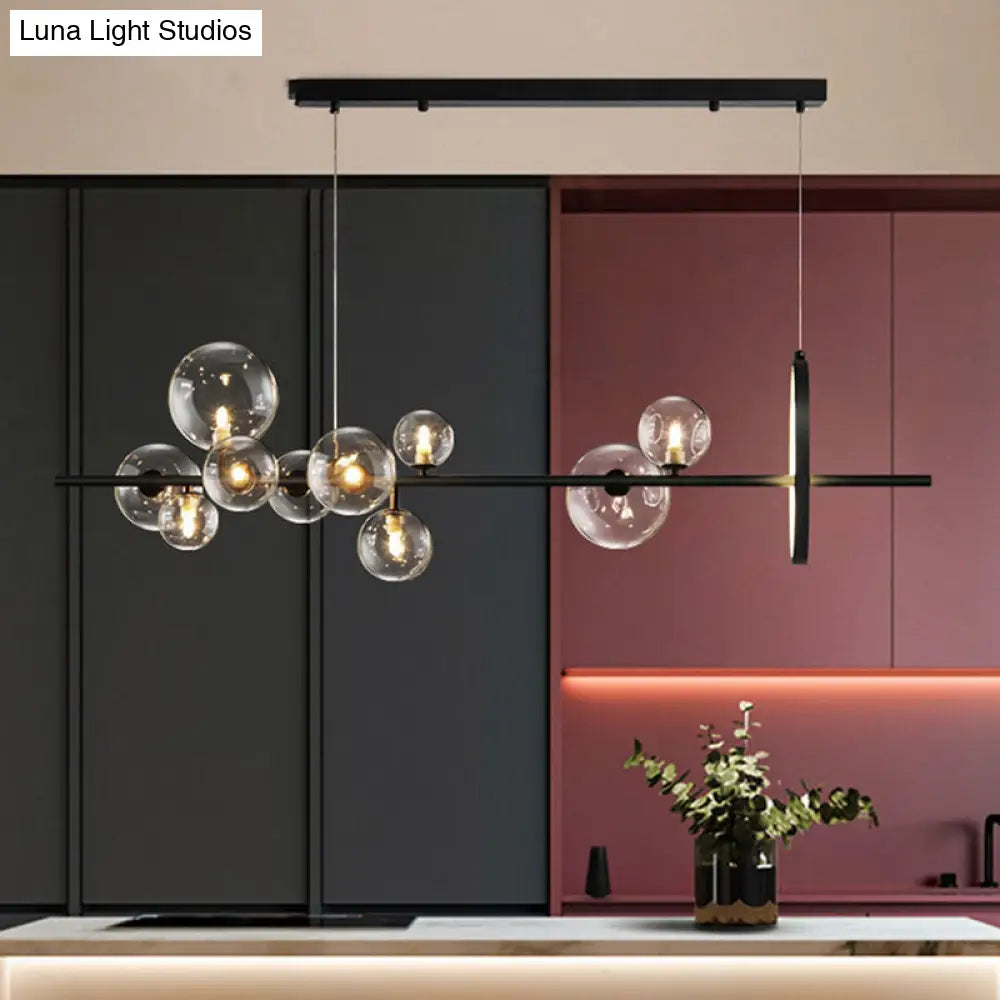 Lámpara colgante contemporánea de cristal negro DecorBites™ para mesa de comedor - Lámpara de techo para isla