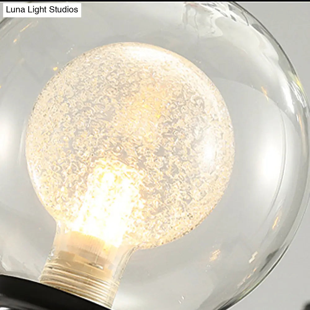 Lámpara de araña contemporánea de esfera de cristal negro con diseño radial - Kit de luz colgante LED (6/8/10 luces)