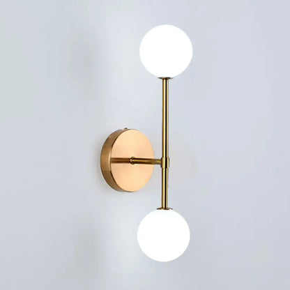 Aplique de pared DecorBites™ contemporáneo en forma de bola negra y dorada - Cristal opalino, LED, montaje empotrado, 2 luces