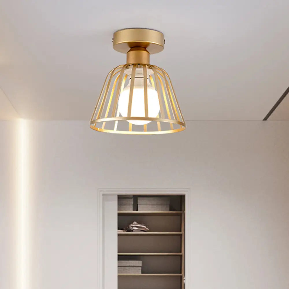 DecorBites™ DecorBites™ Contemporary Black/Gold Conical Flush Mount Ceiling Light for Staircases - Metal Fixture, 1 Bulb