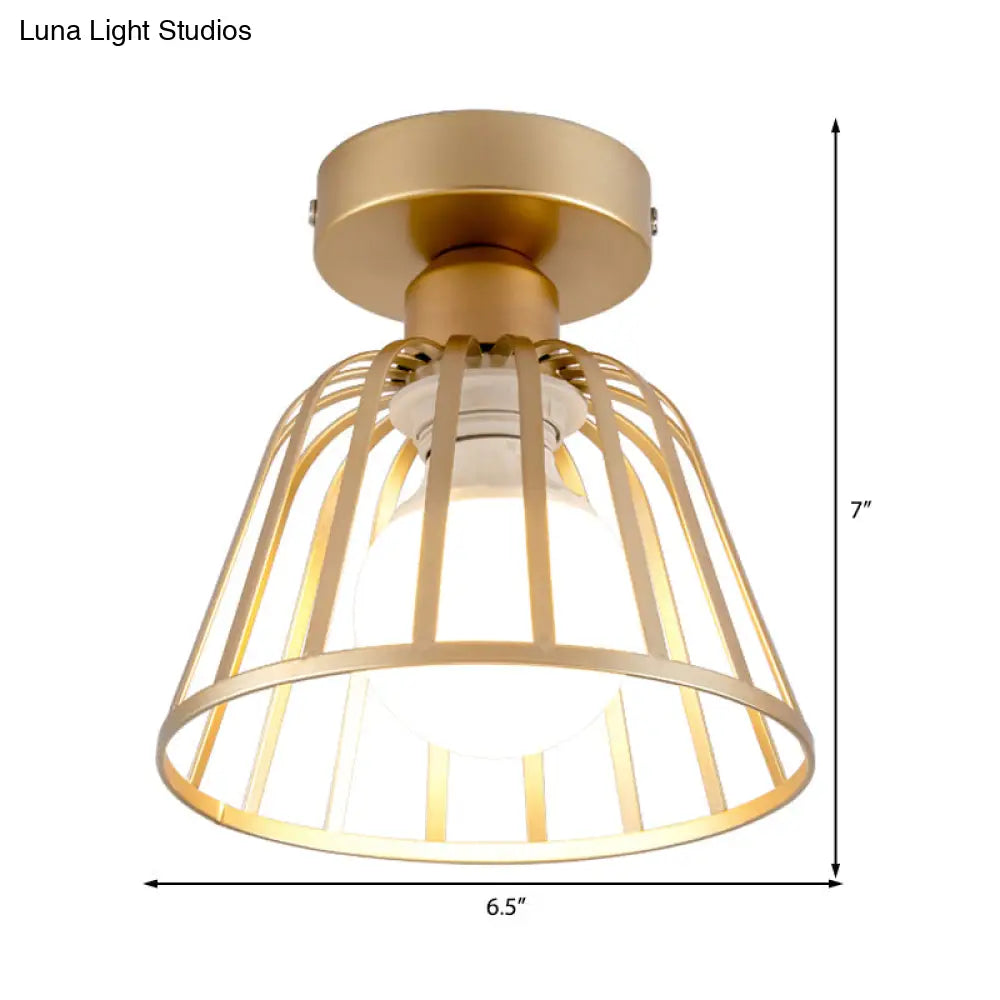 DecorBites™ DecorBites™ Contemporary Black/Gold Conical Flush Mount Ceiling Light for Staircases - Metal Fixture, 1 Bulb