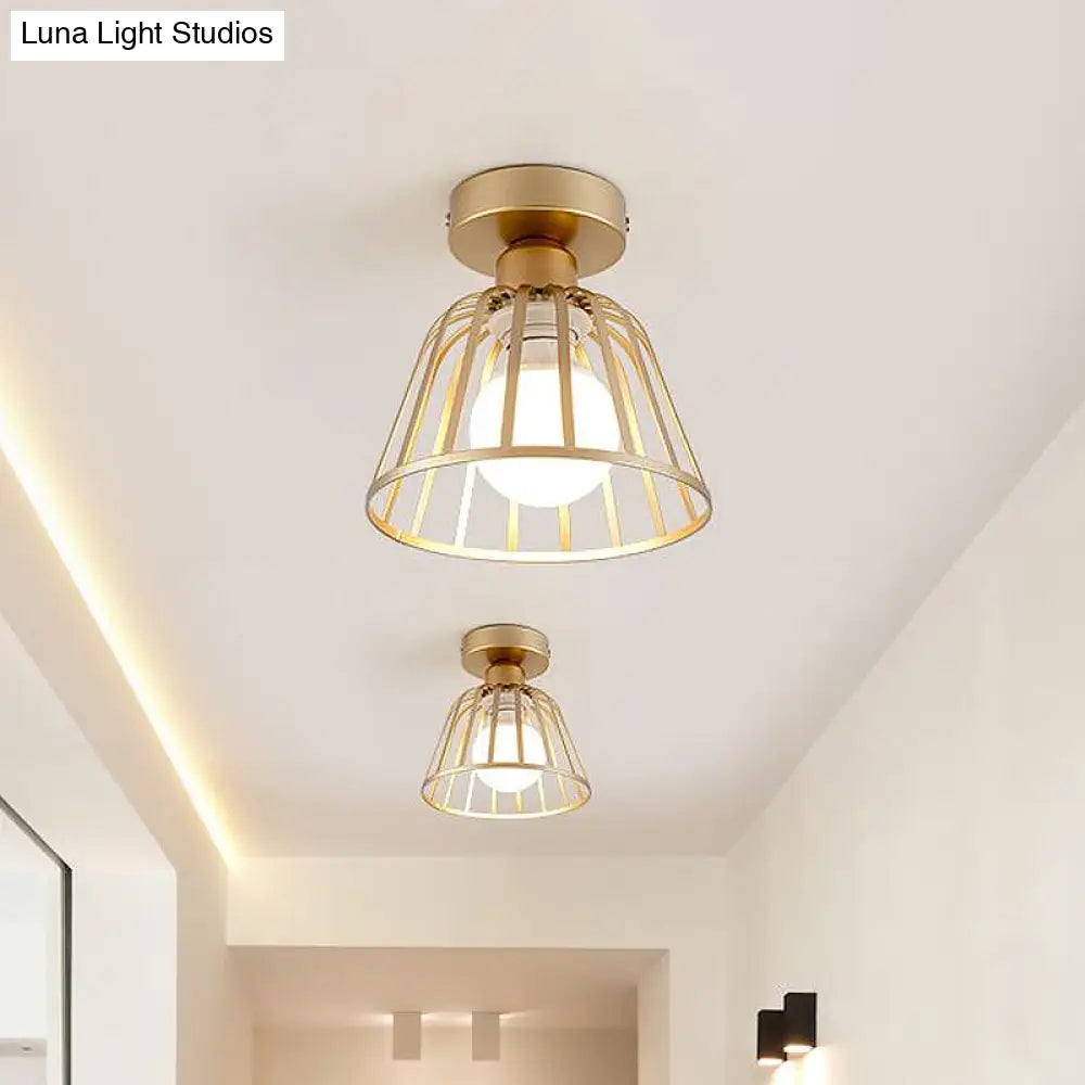 DecorBites™ DecorBites™ Contemporary Black/Gold Conical Flush Mount Ceiling Light for Staircases - Metal Fixture, 1 Bulb