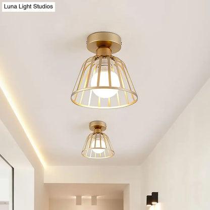 DecorBites™ DecorBites™ Contemporary Black/Gold Conical Flush Mount Ceiling Light for Staircases - Metal Fixture, 1 Bulb