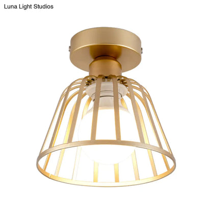 DecorBites™ DecorBites™ Contemporary Black/Gold Conical Flush Mount Ceiling Light for Staircases - Metal Fixture, 1 Bulb