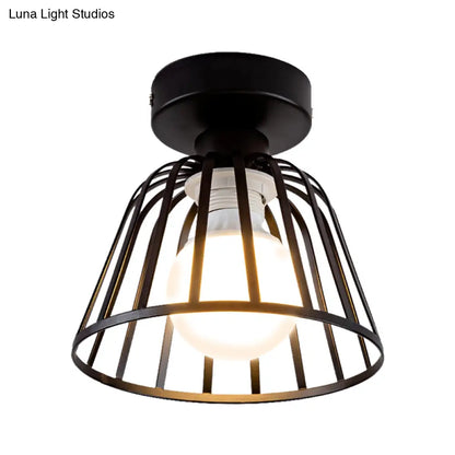 DecorBites™ DecorBites™ Contemporary Black/Gold Conical Flush Mount Ceiling Light for Staircases - Metal Fixture, 1 Bulb