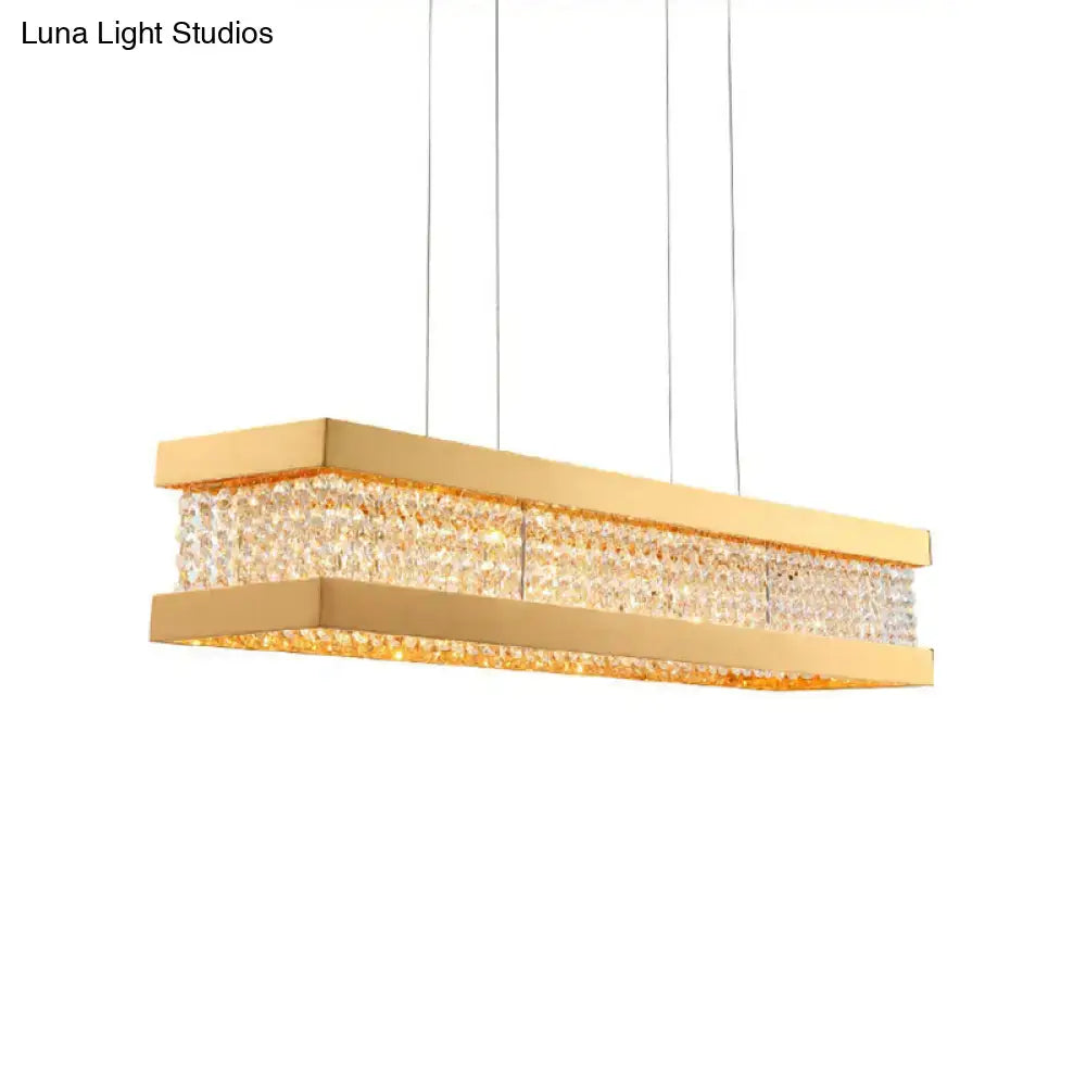 Decorbites contemporary black gold rectangular island pendant lighting with clear crystal beads and polished metal frames