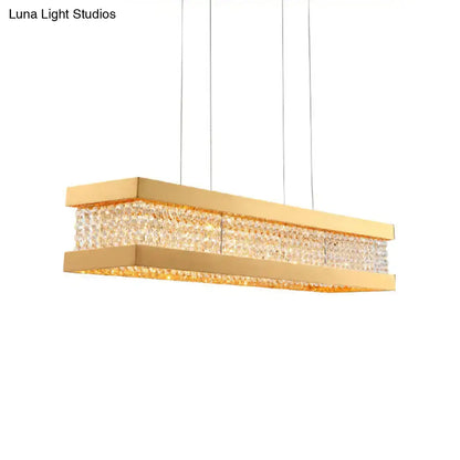 Decorbites contemporary black gold rectangular island pendant lighting with clear crystal beads and polished metal frames