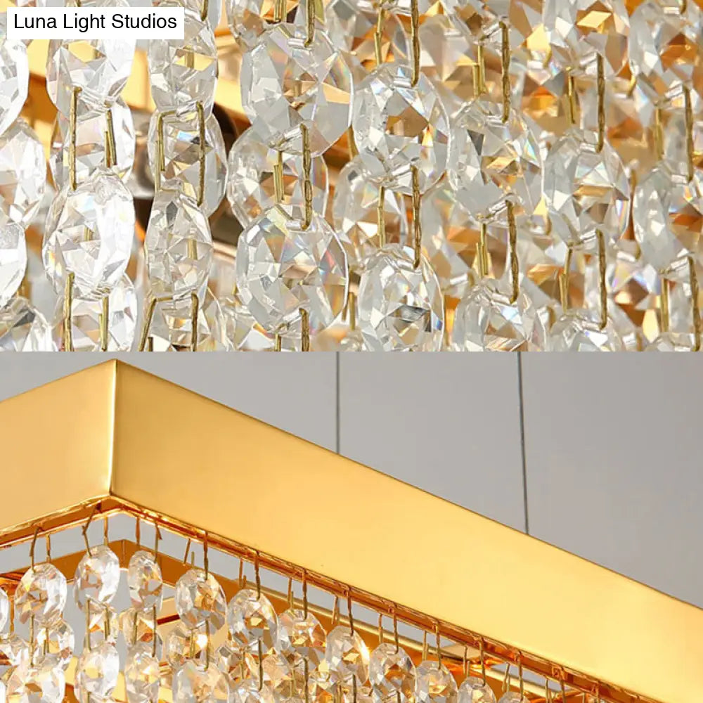 Lámpara colgante DecorBites™ contemporánea negra/dorada con cristales para isla - Forma rectangular, 6/7/9 luces