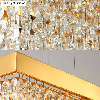 Lámpara colgante DecorBites™ contemporánea negra/dorada con cristales para isla - Forma rectangular, 6/7/9 luces