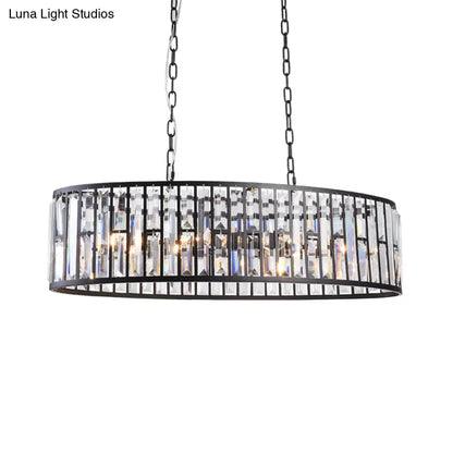 Lámpara colgante contemporánea DecorBites™ de cristal negro y dorado con 6 prismas - Lámpara de techo elíptica para isla de comedor