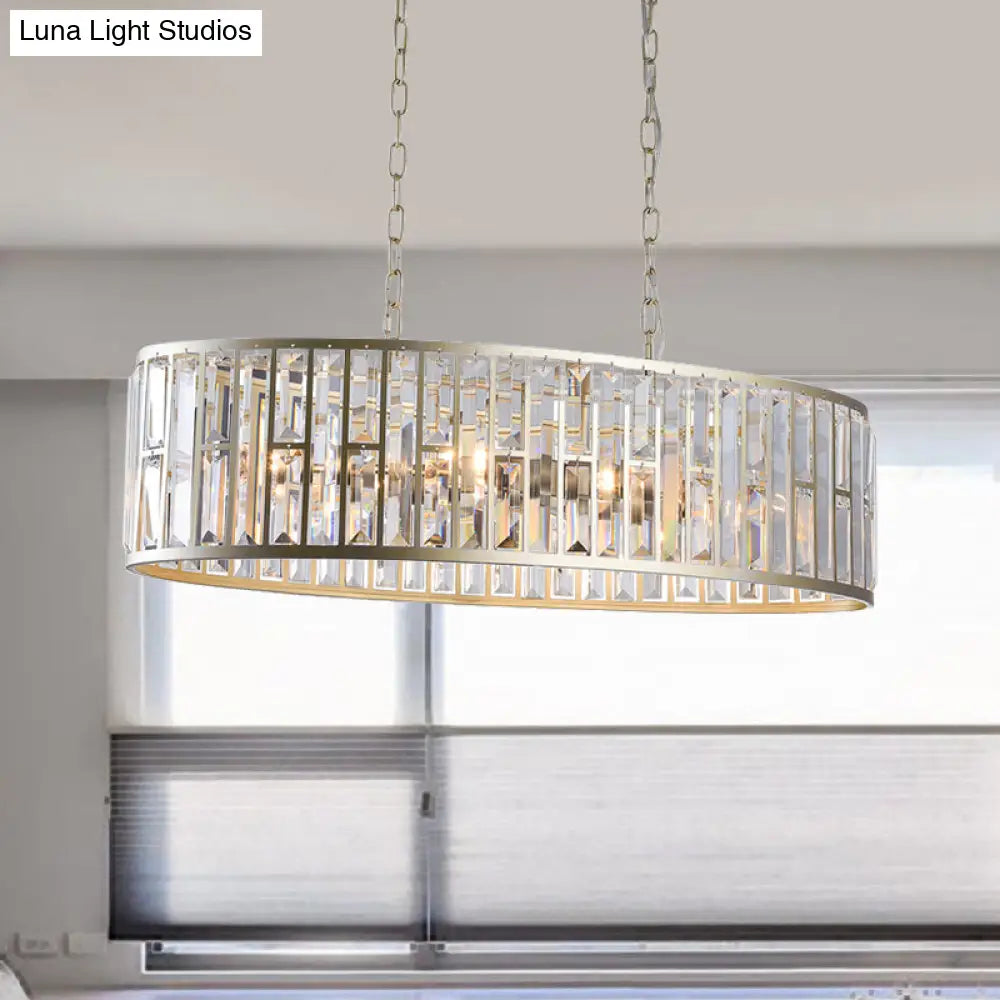 Lámpara colgante contemporánea DecorBites™ de cristal negro y dorado con 6 prismas - Lámpara de techo elíptica para isla de comedor