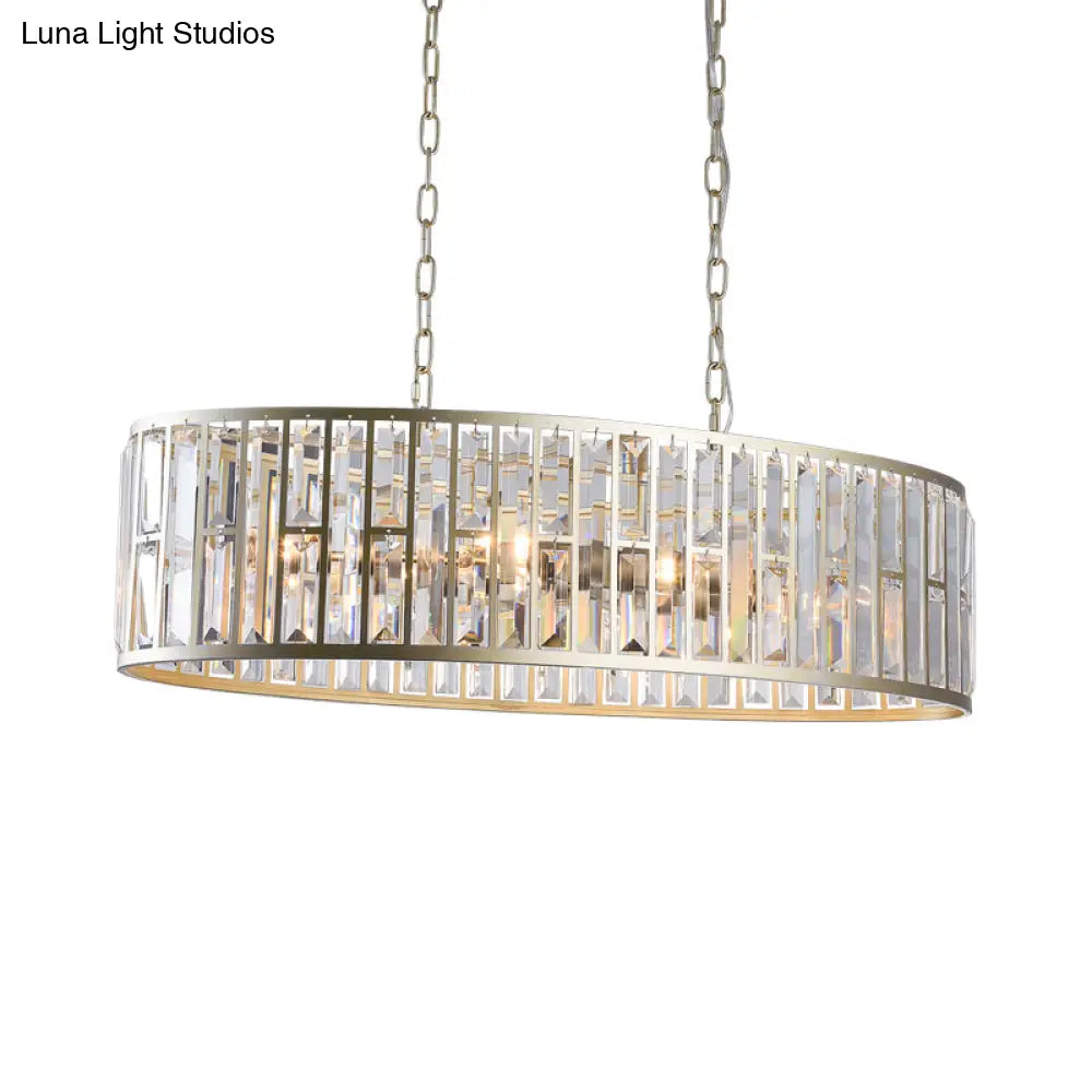 Lámpara colgante contemporánea DecorBites™ de cristal negro y dorado con 6 prismas - Lámpara de techo elíptica para isla de comedor