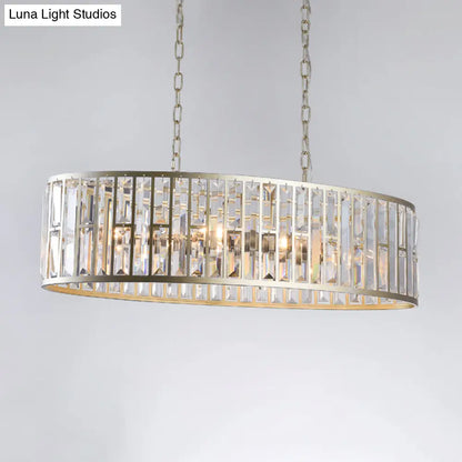 Lámpara colgante contemporánea DecorBites™ de cristal negro y dorado con 6 prismas - Lámpara de techo elíptica para isla de comedor