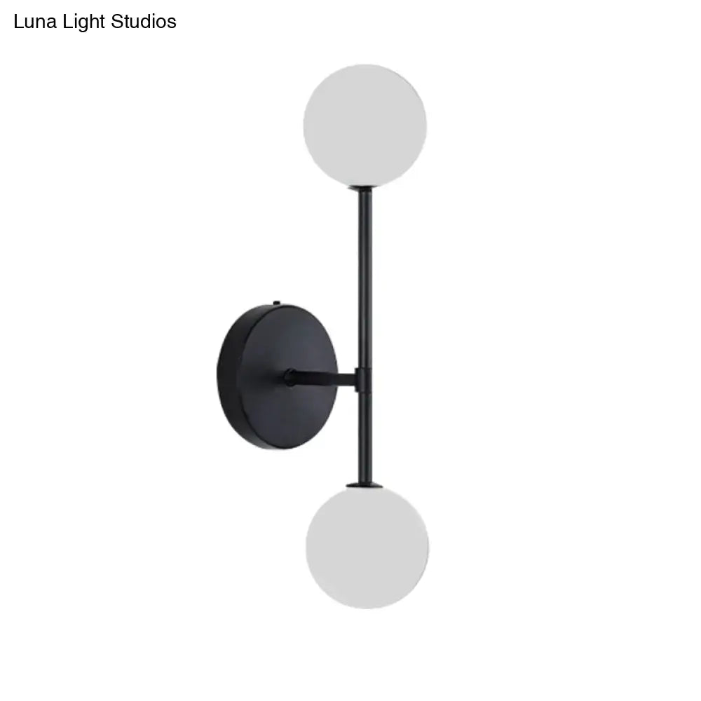 Contemporary black and gold dual ball wall lamp with frosted glass globes modern inch fixture for bedroom use
