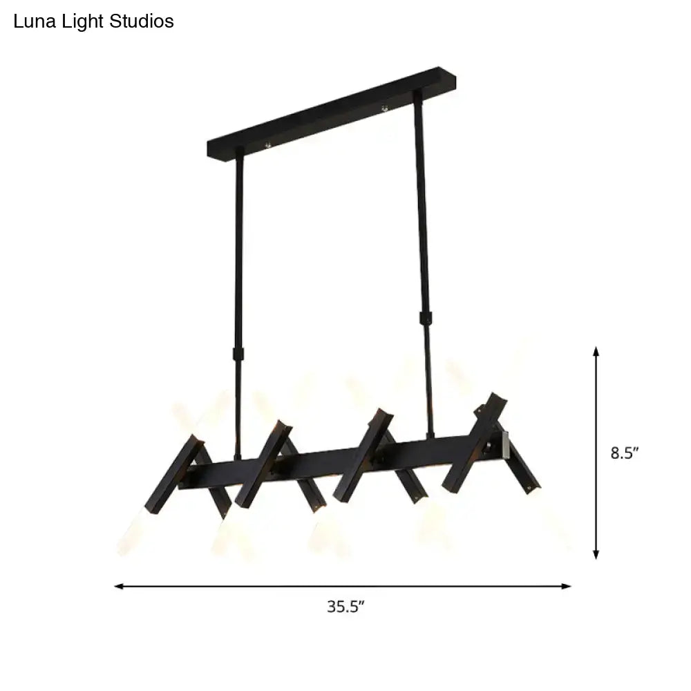 Black modern industrial island pendant light with geometric cross iron shade and matte finish for living room gold island pendant