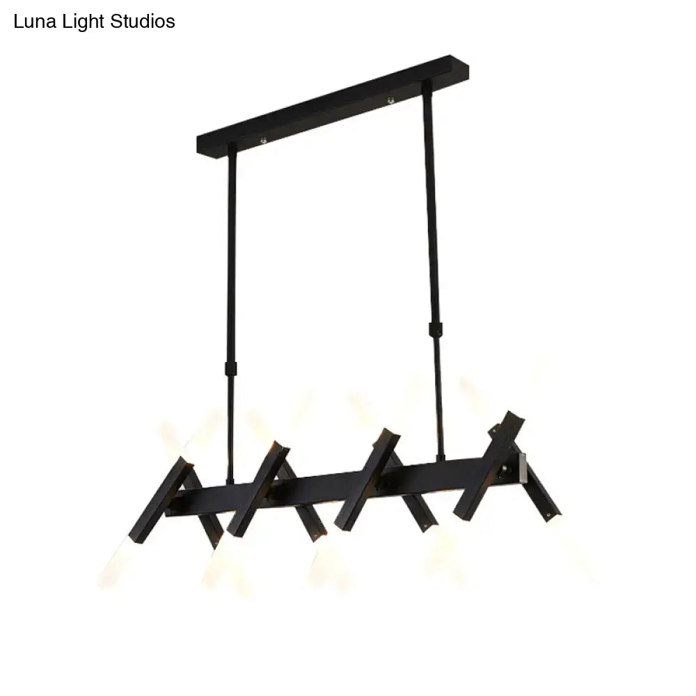 DecorBites™ contemporary black and gold island pendant light with angular cross iron shade ideal for living room use