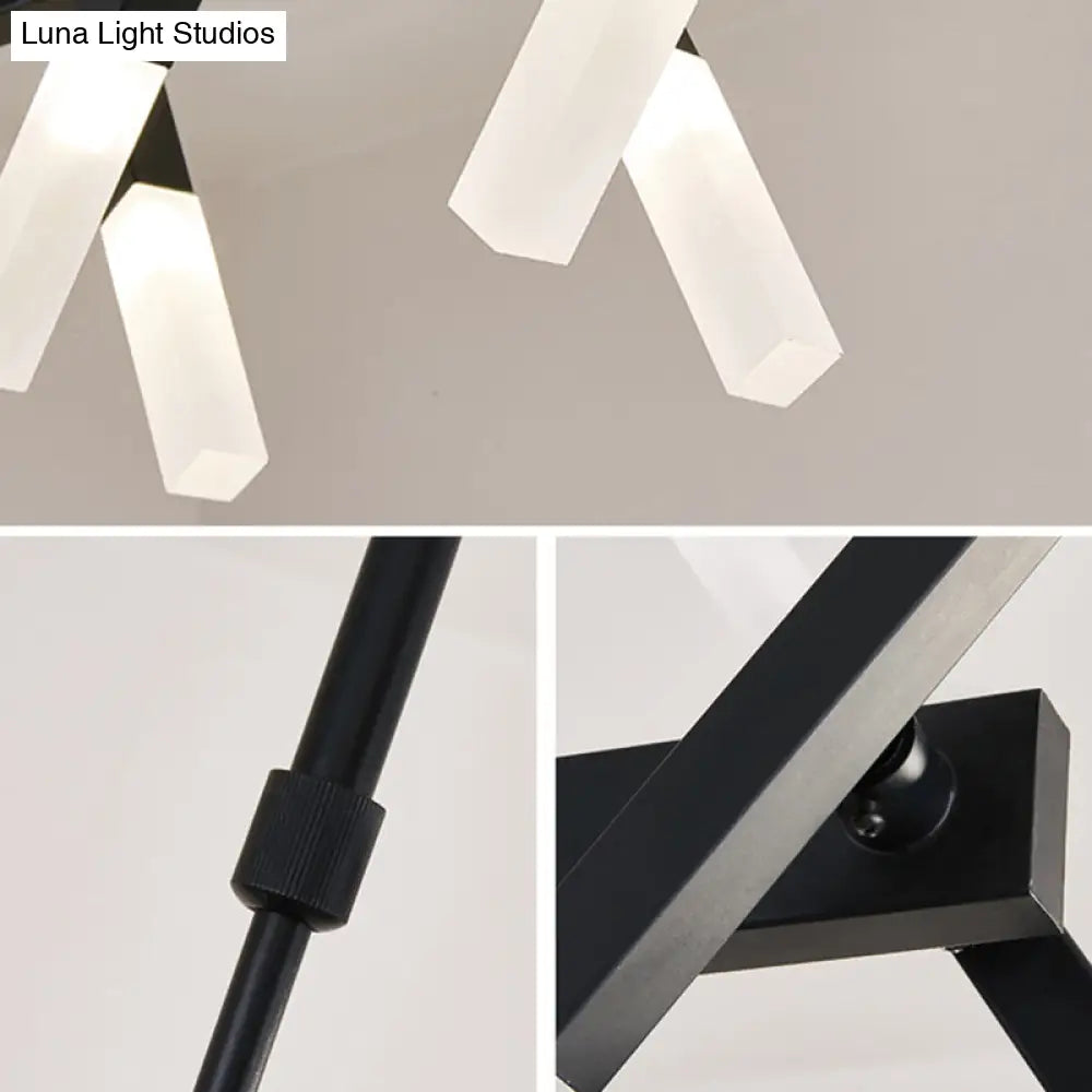 Lámpara colgante contemporánea DecorBites™ negra/dorada para isla con pantalla de hierro en forma de cruz - Perfecta para la sala de estar (16/20 luces)