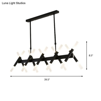 Lámpara colgante contemporánea DecorBites™ negra/dorada para isla con pantalla de hierro en forma de cruz - Perfecta para la sala de estar (16/20 luces)
