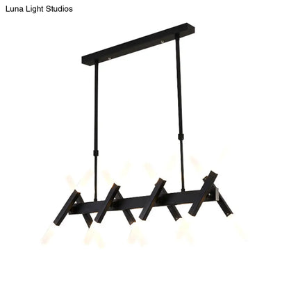 Lámpara colgante contemporánea DecorBites™ negra/dorada para isla con pantalla de hierro en forma de cruz - Perfecta para la sala de estar (16/20 luces)
