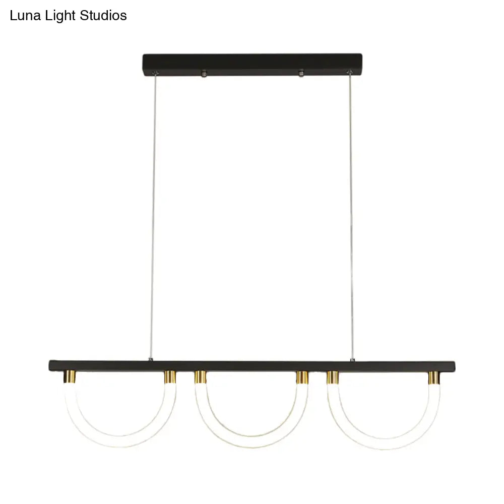 Lámpara de isla de cocina contemporánea DecorBites™ en negro y dorado - Diseño semicircular acrílico (3 luces)