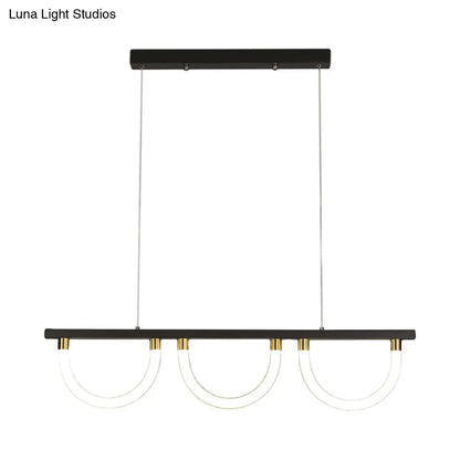 Lámpara de isla de cocina contemporánea DecorBites™ en negro y dorado - Diseño semicircular acrílico (3 luces)