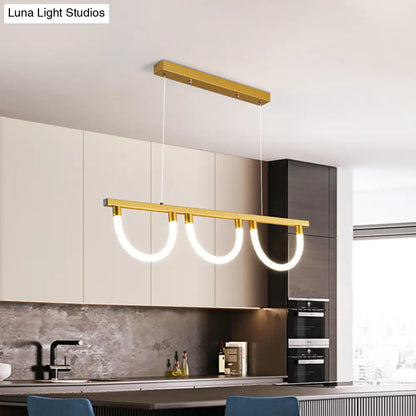Lámpara de isla de cocina contemporánea DecorBites™ en negro y dorado - Diseño semicircular acrílico (3 luces)