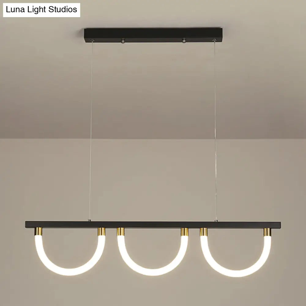 Lámpara de isla de cocina contemporánea DecorBites™ en negro y dorado - Diseño semicircular acrílico (3 luces)