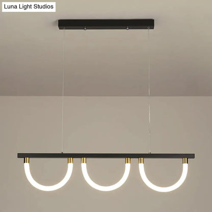 Lámpara de isla de cocina contemporánea DecorBites™ en negro y dorado - Diseño semicircular acrílico (3 luces)