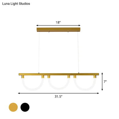 Lámpara de isla de cocina contemporánea DecorBites™ en negro y dorado - Diseño semicircular acrílico (3 luces)