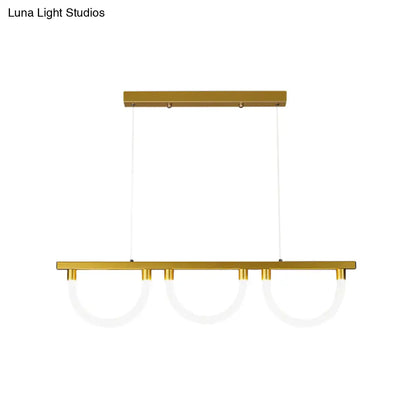 Lámpara de isla de cocina contemporánea DecorBites™ en negro y dorado - Diseño semicircular acrílico (3 luces)