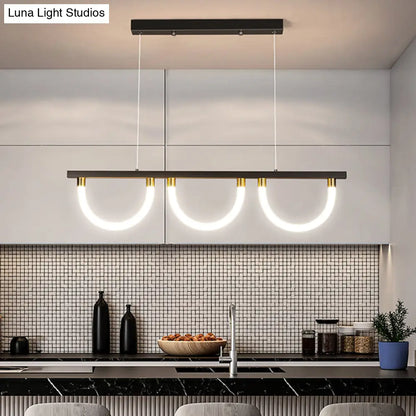 Lámpara de isla de cocina contemporánea DecorBites™ en negro y dorado - Diseño semicircular acrílico (3 luces)