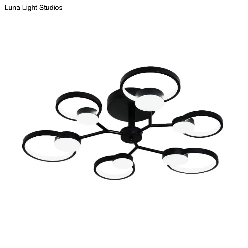 DecorBites™ DecorBites™ Contemporary Black/Gold LED Ceiling Light Fixture - Blossom Semi Flush Mount Lamp for Living Room