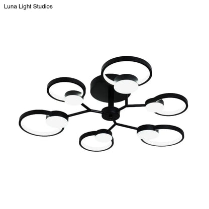 DecorBites™ DecorBites™ Contemporary Black/Gold LED Ceiling Light Fixture - Blossom Semi Flush Mount Lamp for Living Room