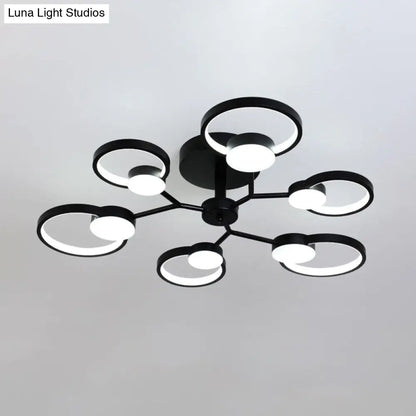 DecorBites™ DecorBites™ Contemporary Black/Gold LED Ceiling Light Fixture - Blossom Semi Flush Mount Lamp for Living Room