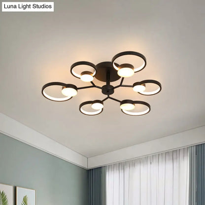 DecorBites™ DecorBites™ Contemporary Black/Gold LED Ceiling Light Fixture - Blossom Semi Flush Mount Lamp for Living Room