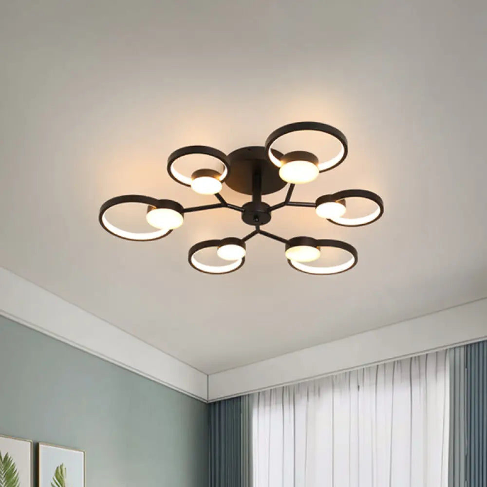 DecorBites™ DecorBites™ Contemporary Black/Gold LED Ceiling Light Fixture - Blossom Semi Flush Mount Lamp for Living Room