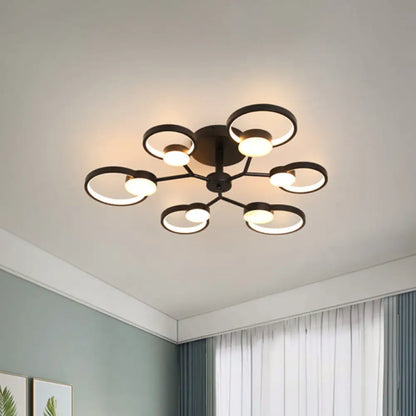 DecorBites™ DecorBites™ Contemporary Black/Gold LED Ceiling Light Fixture - Blossom Semi Flush Mount Lamp for Living Room