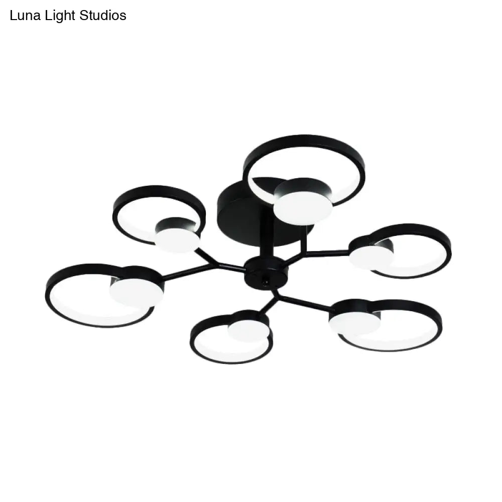 DecorBites™ DecorBites™ Contemporary Black/Gold LED Ceiling Light Fixture - Blossom Semi Flush Mount Lamp for Living Room