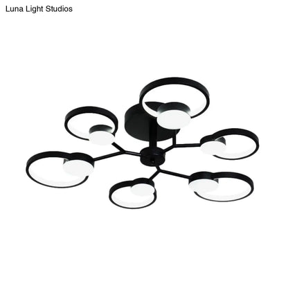 DecorBites™ DecorBites™ Contemporary Black/Gold LED Ceiling Light Fixture - Blossom Semi Flush Mount Lamp for Living Room