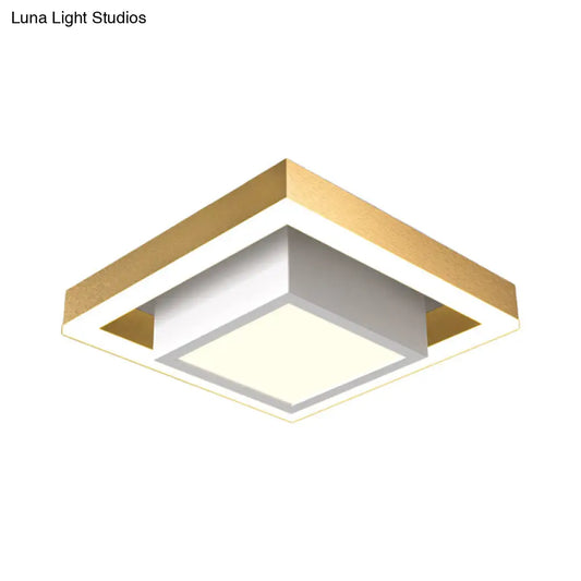 DecorBites™ DecorBites™ Contemporary Black/Gold LED Flush Mount Ceiling Lamp - Aluminum, 2-Tier Square Design, Warm/White Lighting for Corridor