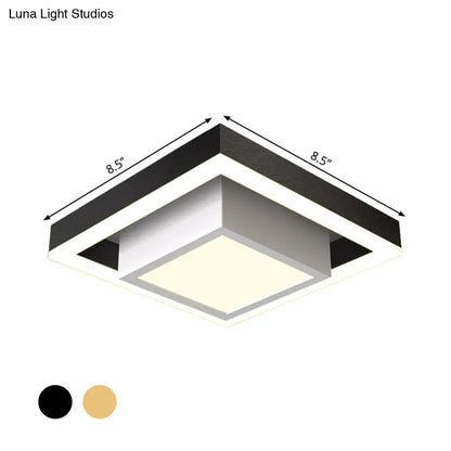 DecorBites™ DecorBites™ Contemporary Black/Gold LED Flush Mount Ceiling Lamp - Aluminum, 2-Tier Square Design, Warm/White Lighting for Corridor